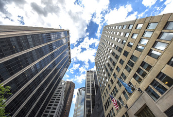 Naklejka premium New york business center downtown skyscraper building view