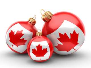 3D rendering Christmas ball with the flag of Canada