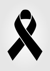 Ribbon AIDS symbol. Black simple vector icon