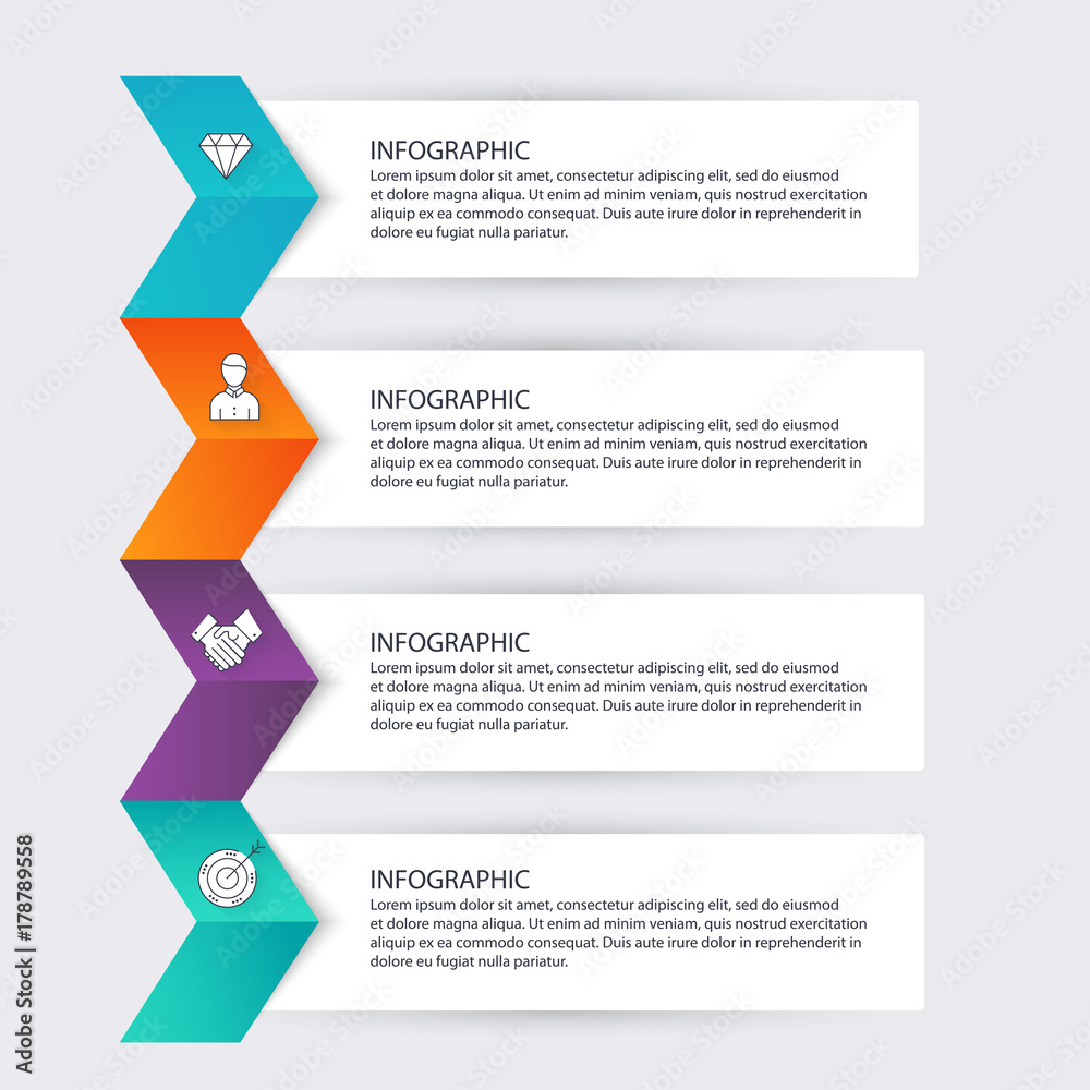 Fototapete vector colorful info graphics for your business presentations. can be used website layout, numbered 