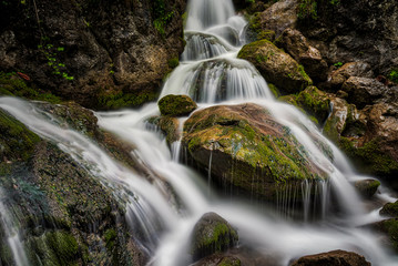 Myrafälle waterfalls with huge mossy rocks
