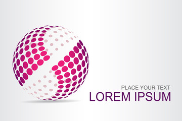 Logo stylized spherical surface with abstract shapes
