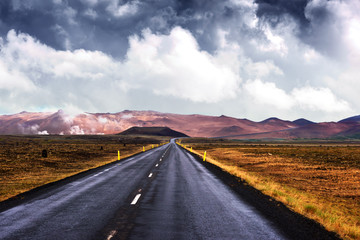 Fototapeta na wymiar Typical Iceland landscape with road