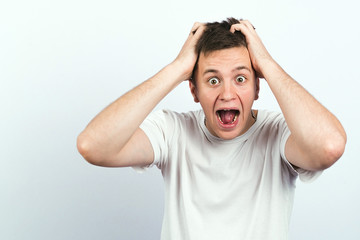 Portrait of man shocked