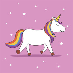 Magic Cute Unicorn Walking