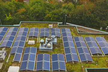 Solar panels on revegetated flat roof - 178793328