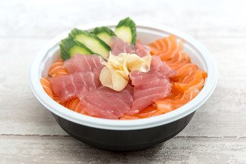 japanese food Mix Sashimi Chirashi Rice Bowl