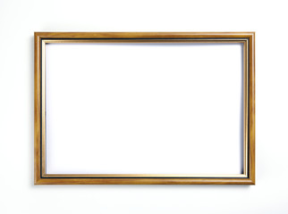 Wooden frame for painting or picture on white background.