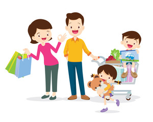 Fototapeta premium family shopping characters