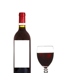 Bottle of red and wineglass