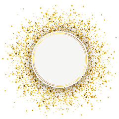 Emblem Golden Particles Confetti - obrazy, fototapety, plakaty