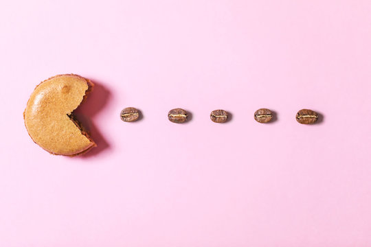macaron et grain de caf&eacute;