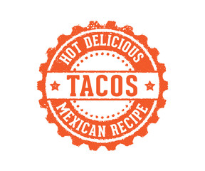 hot delicious tacos food sign stamp