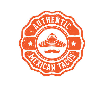 authentic mexican tacos food sign with hat