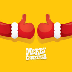 vector funky cartoon Santa Claus like hand icon isolated on orange background . thumbs up santa hand symbol.