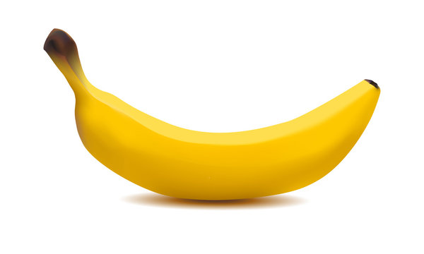 realistic 3d ripe yellow banana on a white background made with a gradient mesh