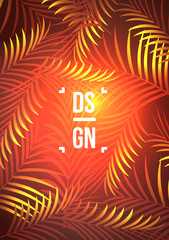 Fototapeta na wymiar Exotic Palm Leaves Summer Tropical Design Flyer - Vector Illustration.