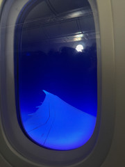 Blue tinted airplane window