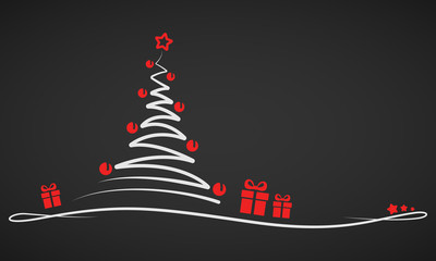 Weihnachten - "Weihnachtsbaum mit Geschenken" (in Rot/ Schwarz)