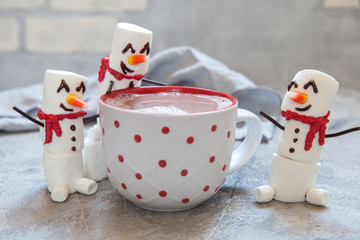 Hot chocolate with melted snowman