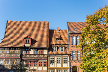 Decorated houses at the Godehard square in Hildesheim