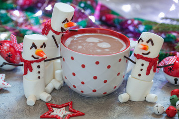 Hot chocolate with melted snowman