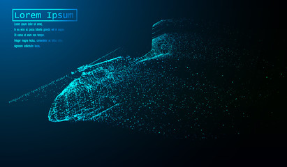 The helicopter of the particles. The helicopter breaks down into small molecules. Vector illustration © shacil