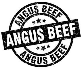 angus beef round grunge black stamp