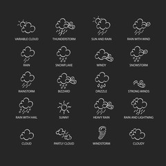 Weather doodle icon set, real pen sketch suitable for for web, mobile and infographics. Vector Illustration