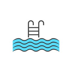 Pool vector icon, Swimming pool with ladder icon