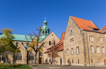 Side view of the historic Dom church in Hildesheim