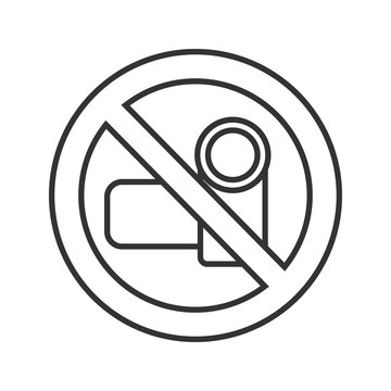 recommend clip art: Forbidden sign with video camera linear icon