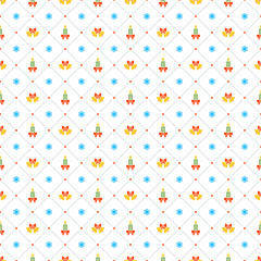 Christmas seamless pattern with bell and candle on white background. Vector background for wrapping paper or greeting cards