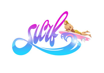 Surfboard design logo. Vector illustration.