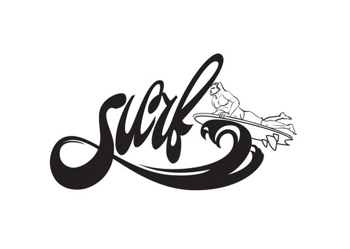 Surfboard design logo. Vector illustration.