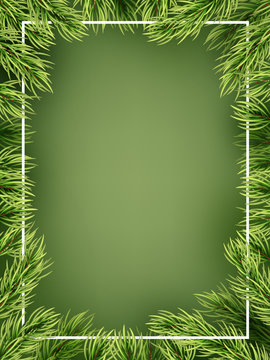 Christmas concept - detailed frame with fir. EPS 10 vector