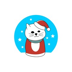 pet wearing christmas costum. illustration. logo. simple. memorable