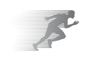 Silhouette of Jogger on Finish. Athletic Running Man