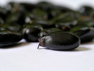 Close up black seeds of Sugar Apple.