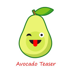 Banner Avocado Emotions. Cute cartoon. Vector illustration.
