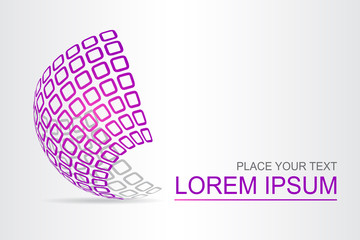 Logo stylized spherical surface with abstract shapes