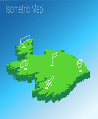 Map Ireland isometric concept.