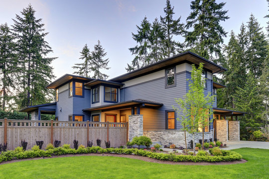 Luxurious home design with modern curb appeal in Bellevue.