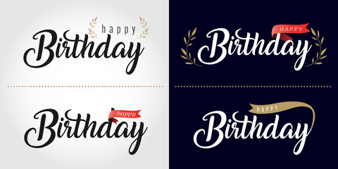 Happy birthday text logo or banner. Vector illustration