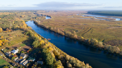 aerial view over the small river