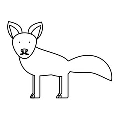 flat line  uncolored  fox over white background  vector illustration