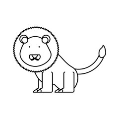 flat line uncolored  lion over white background  vector illustration