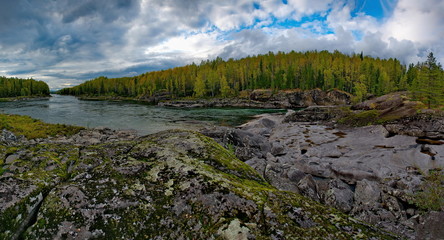 Autumn mountain river in Siberia