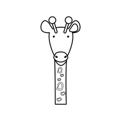 flat line uncolored  giraffe over white background  vector illustration
