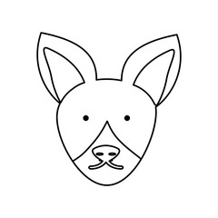 flat line uncolored fox  face over white background  vector illustration